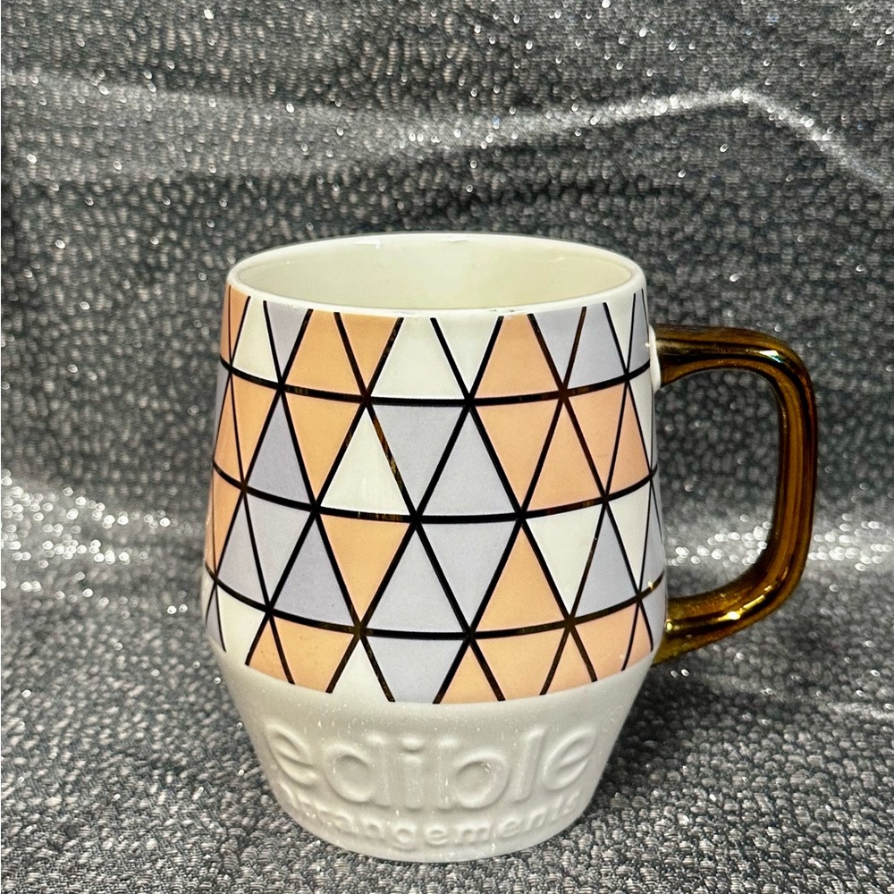 Geometric Pattern Mug with Gold Handle